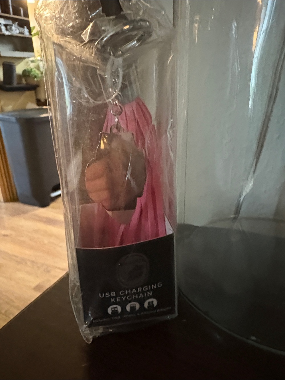 Banana Republic Pink Tassel Keychain Charger